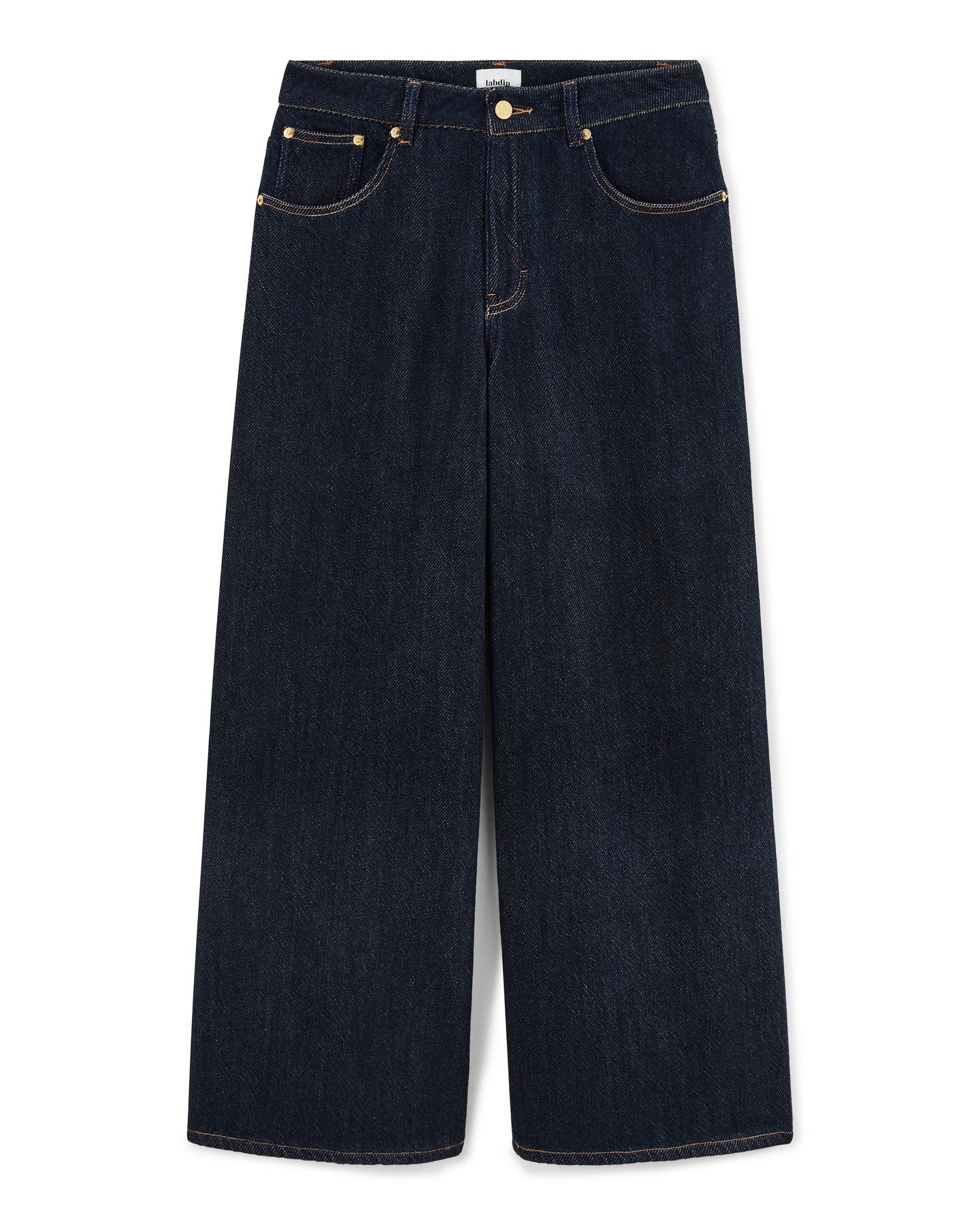 Vaqueros anchos confeccionados en denim azul oscuro 100% algodón y corte recto entallado, diseñados para adaptarse perfectamente a todas las morfologías femeninas.