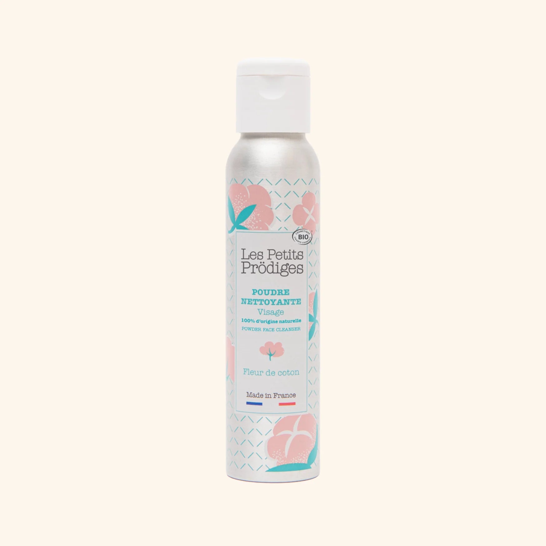 Espuma aireada en polvo limpiador facial de flor de algodón orgánico