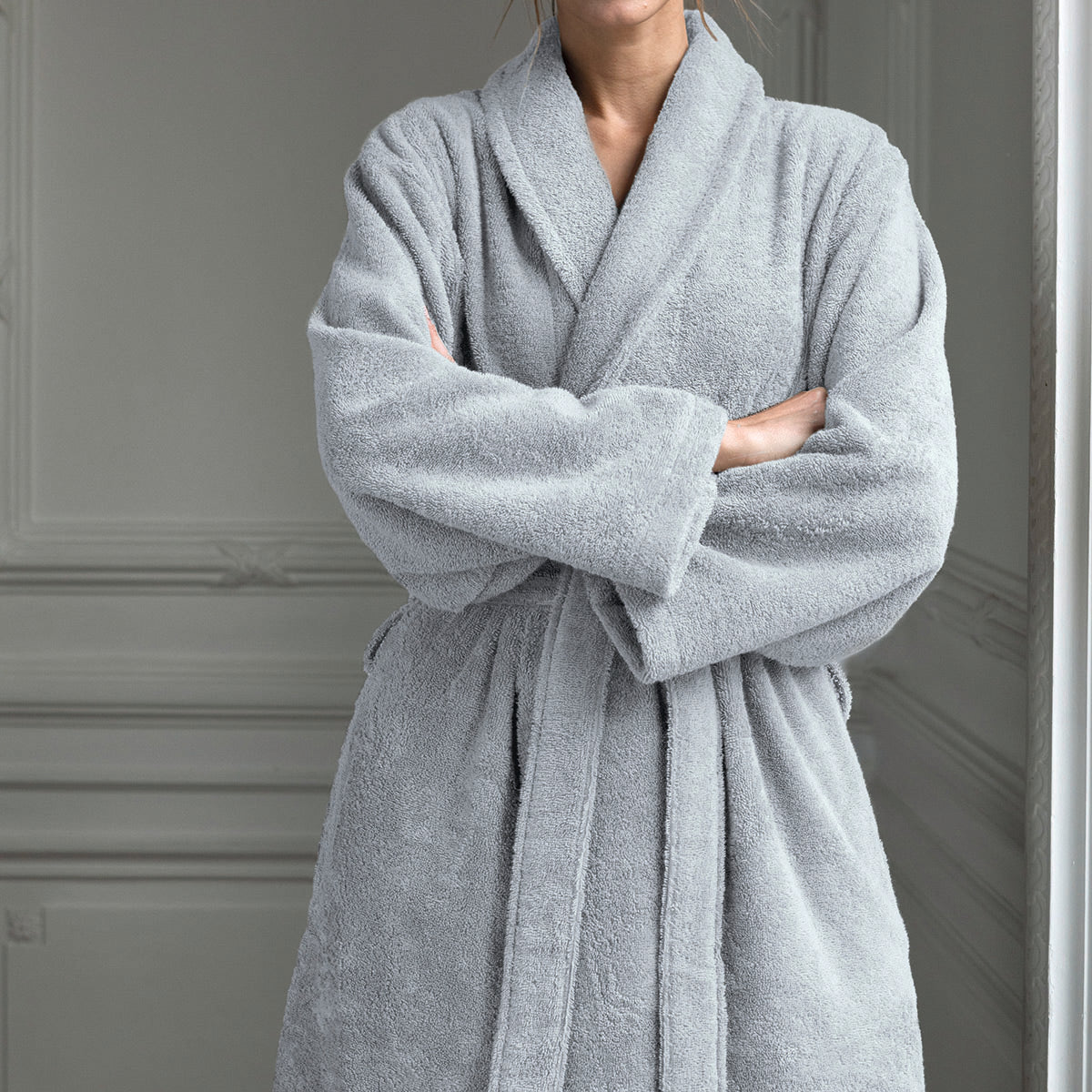 Plain Terry - Bathrobe - Light Grey