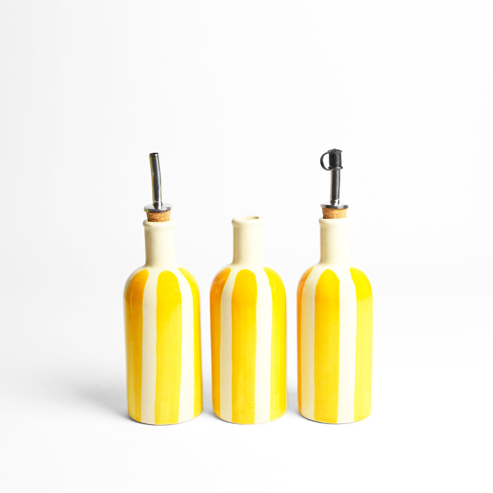 Small Oil Bottle - Yellow Linhas