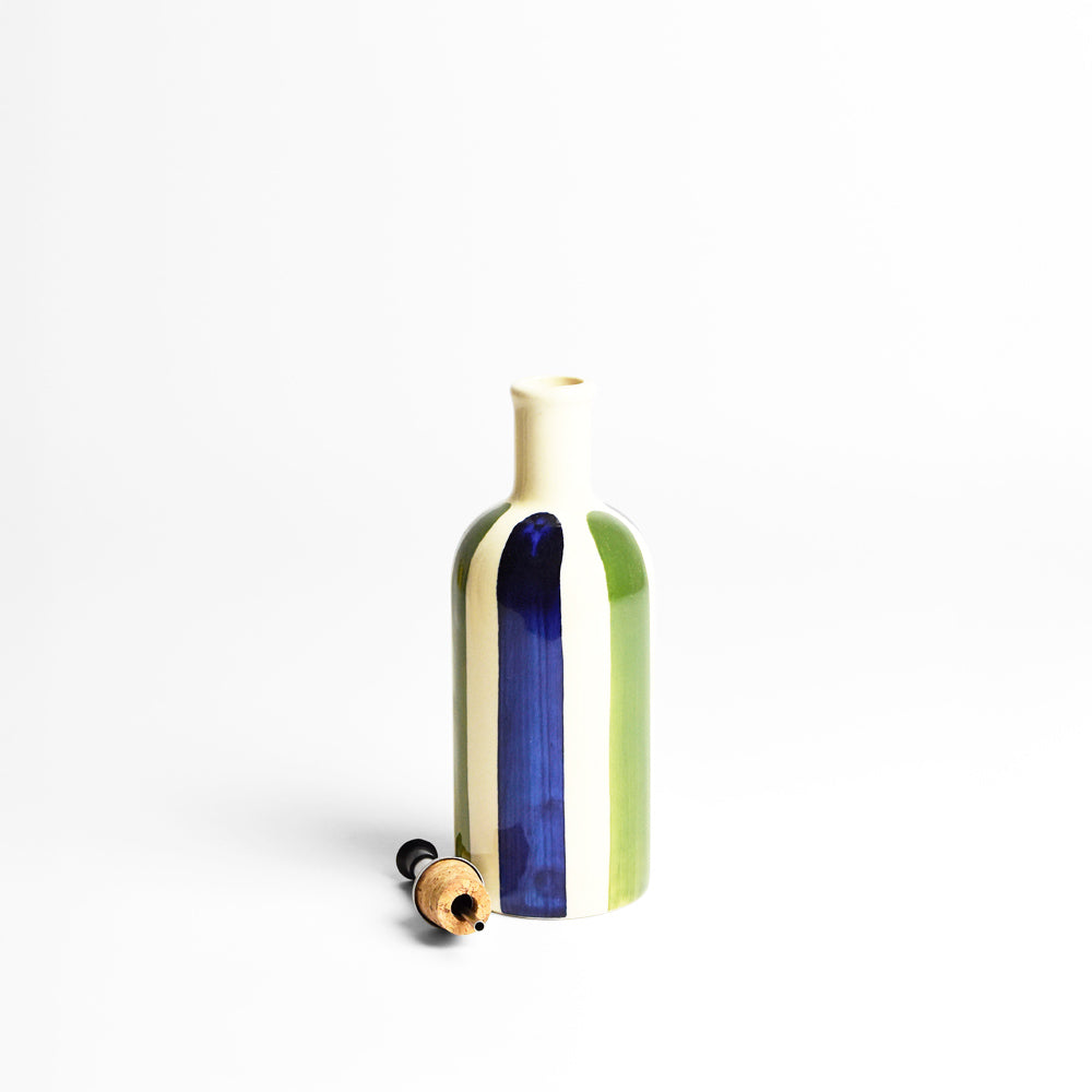 Small Oil Bottle - Blue & Green Linhas