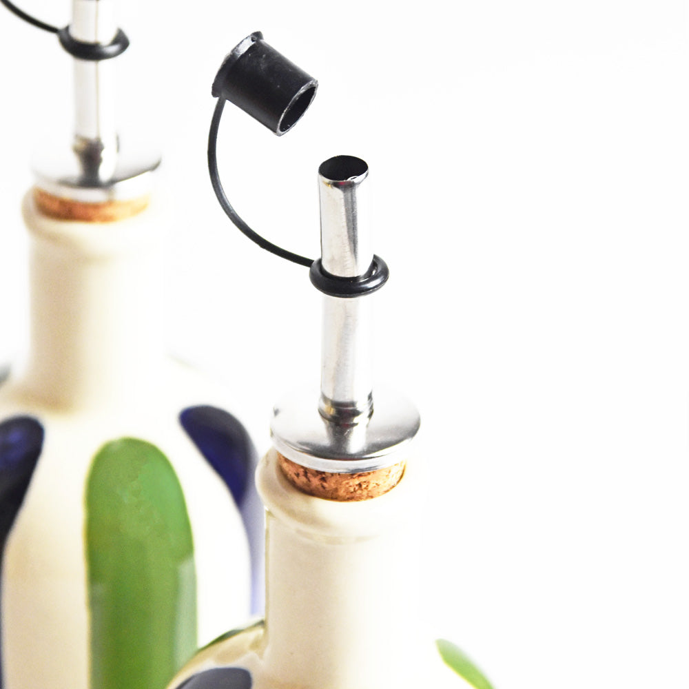 Small Oil Bottle - Blue & Green Linhas