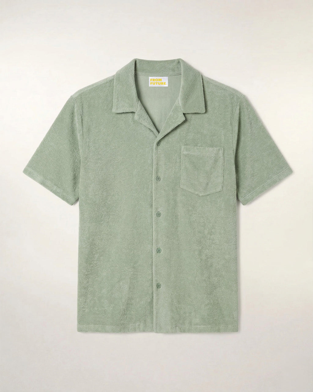 Camisa de tela de rizo de manga corta - Verde salvia