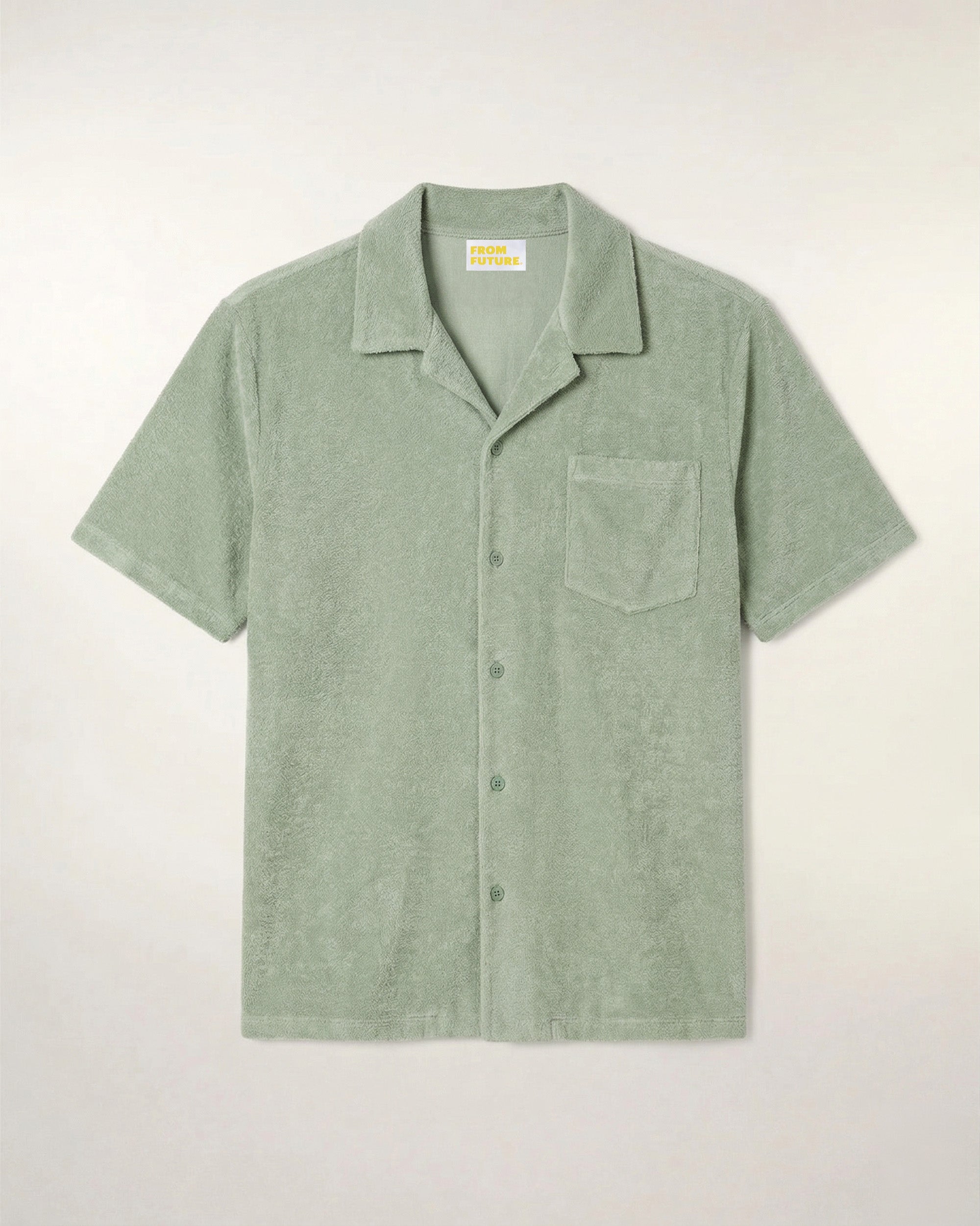 Camisa de tela de rizo de manga corta - Verde salvia