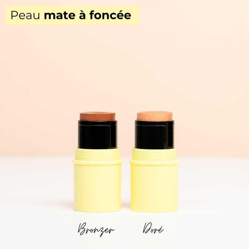Pomponne Fantastick duo bronzer golden highlighter tips dark skin