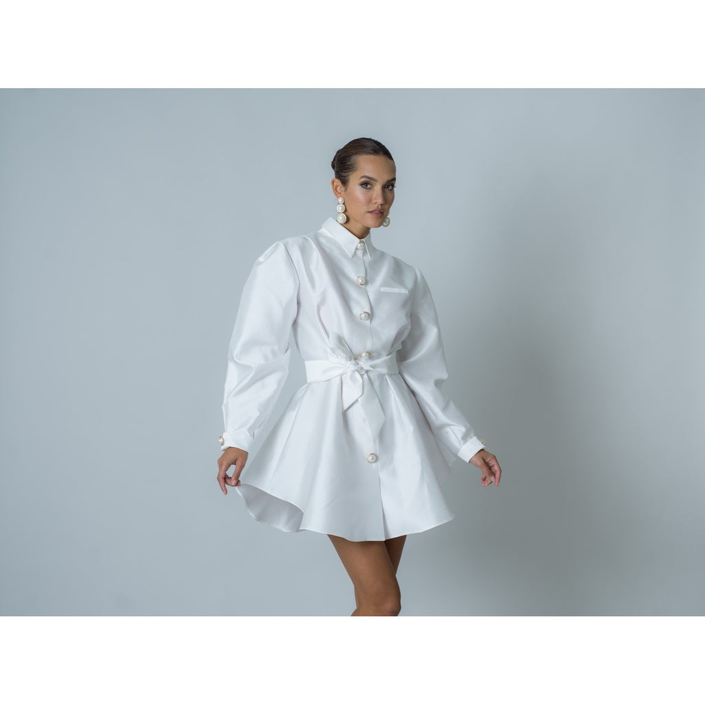 Vestido de popelina - Blanco