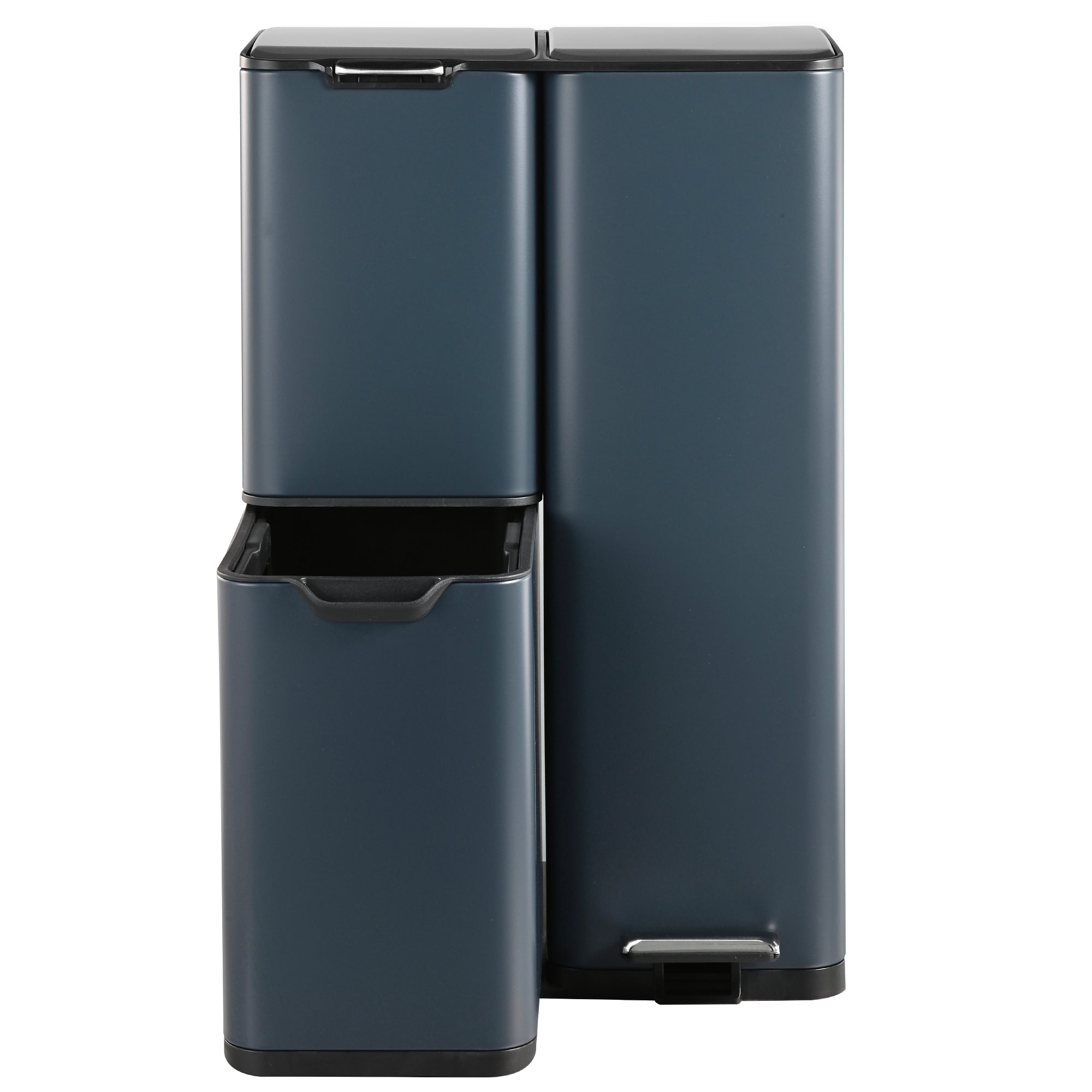 Poubelle De Tri Inox Haja - 60L - 3Bacs - Gris