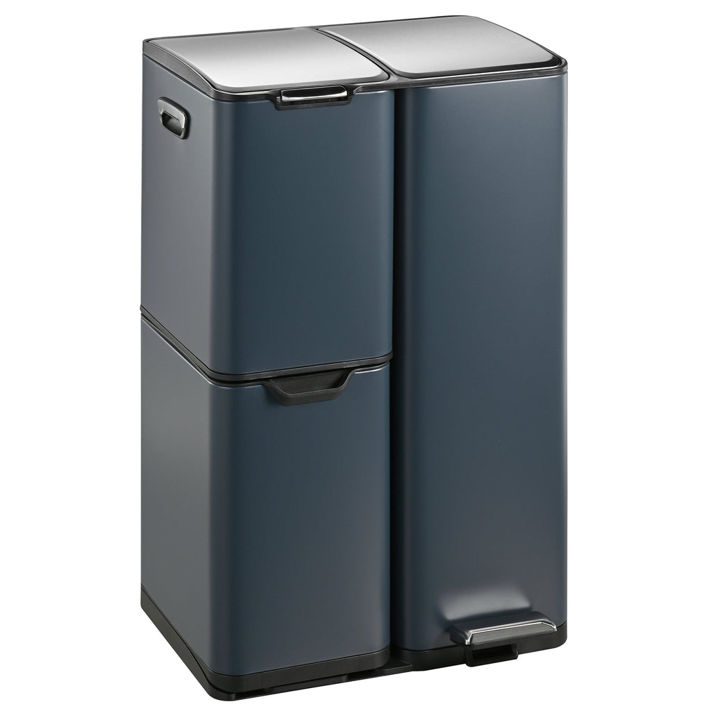 Poubelle De Tri Inox Haja - 60L - 3Bacs - Gris