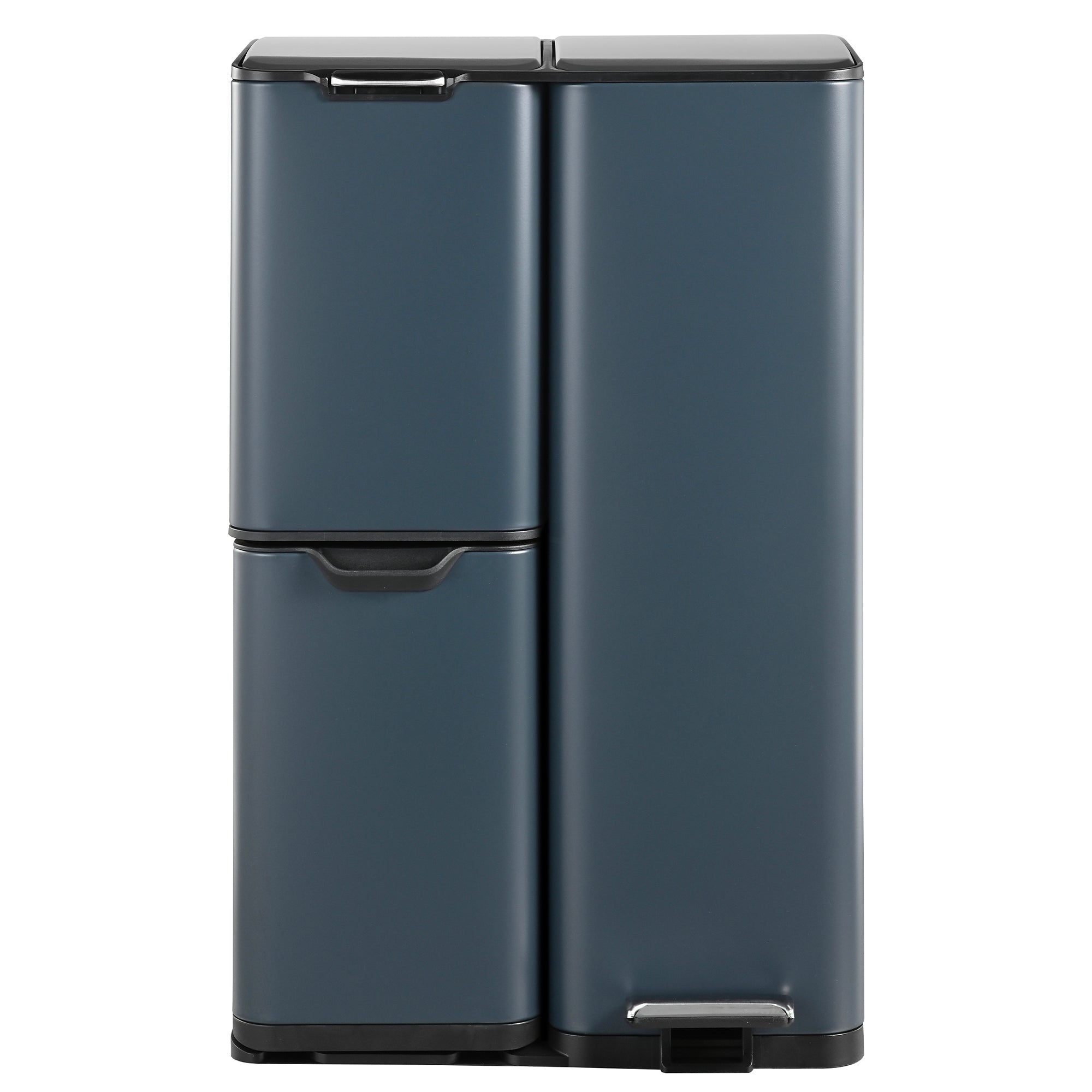 Poubelle De Tri Inox Haja - 60L - 3Bacs - Gris