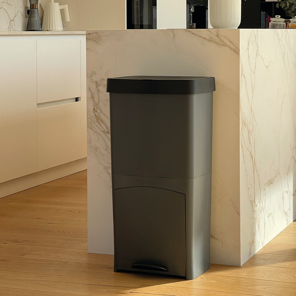 Picea - 70L Pedal Recycling Bin - Grey