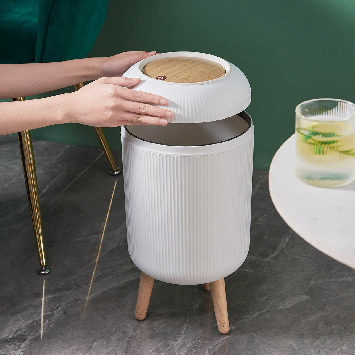 Poubelle De Salle De Bain Push Limo - 9L - Bois