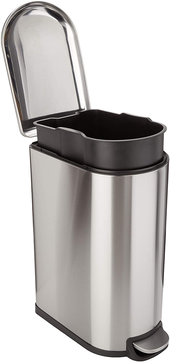 Cubo de basura de cocina estrecho con pedal de acero 40L FULLER en acero inoxidable cepillado diseño - REDDECO.com