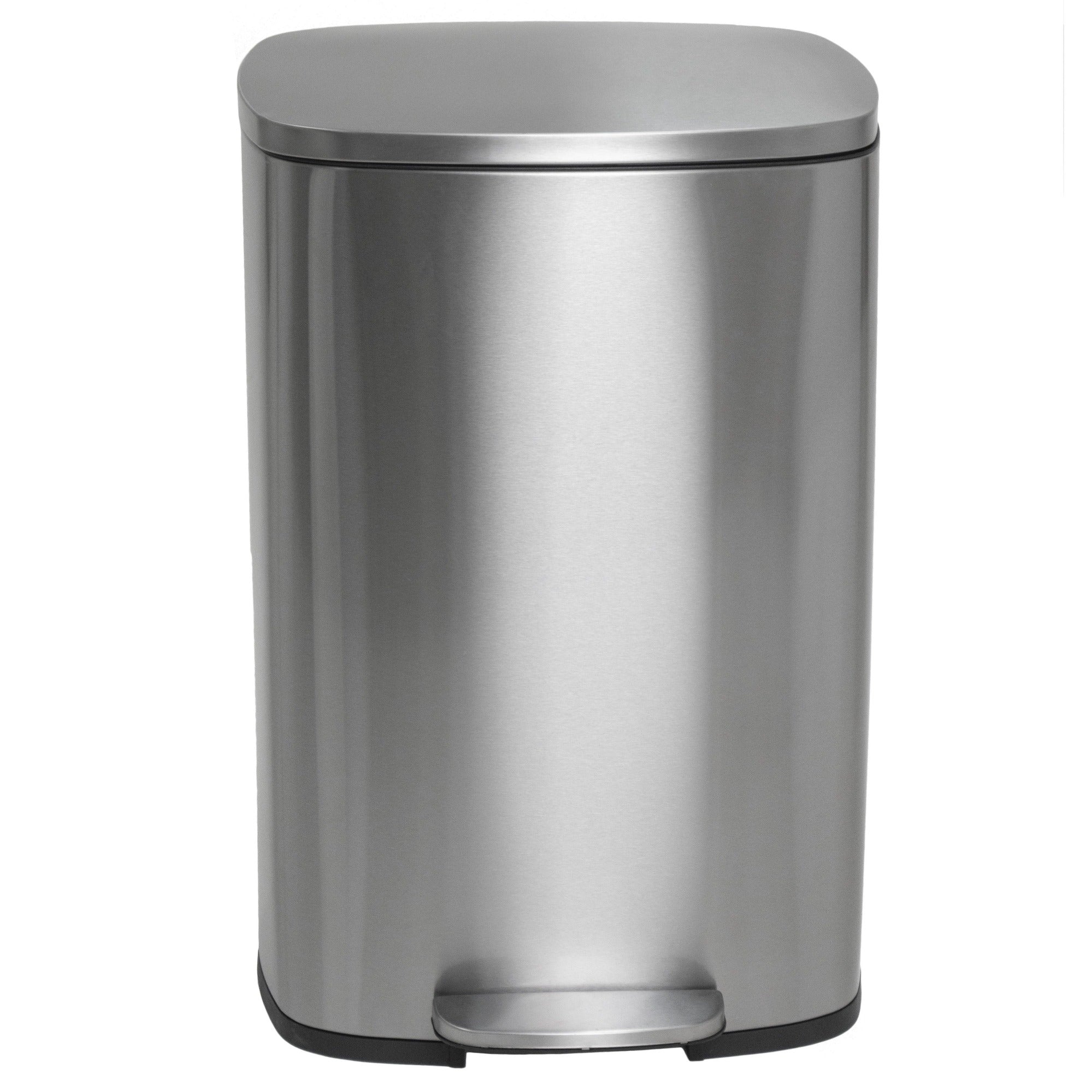 Cubo de basura de cocina con pedal 50L diseño ADMIRAL en acero inoxidable cepillado con cubo interior y cierre suave - REDDECO.com
