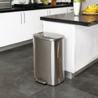 Cubo de basura de cocina a pedal 50L diseño ADMIRAL en acero inoxidable cepillado con cubo y cierre suave