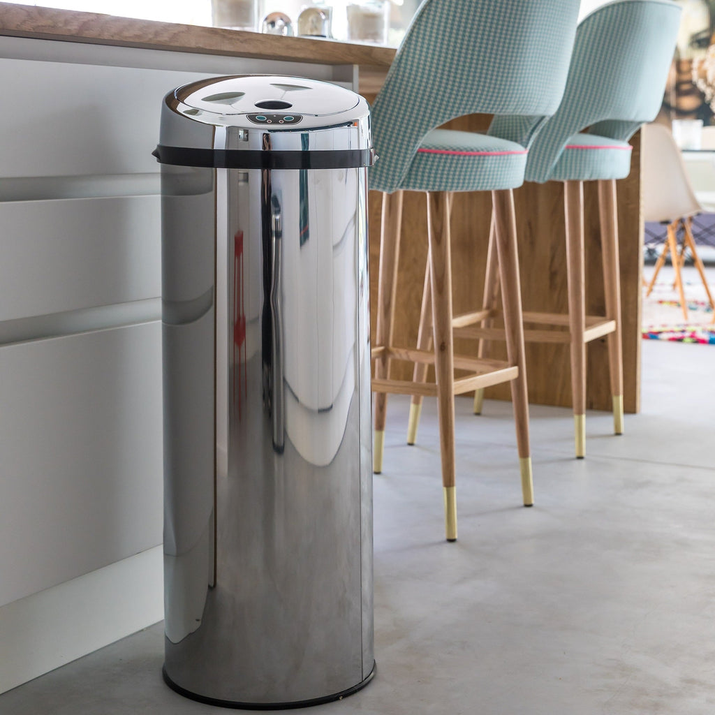 ARTIC 50L automatic kitchen trash can in stainless steel H85cm with strapping