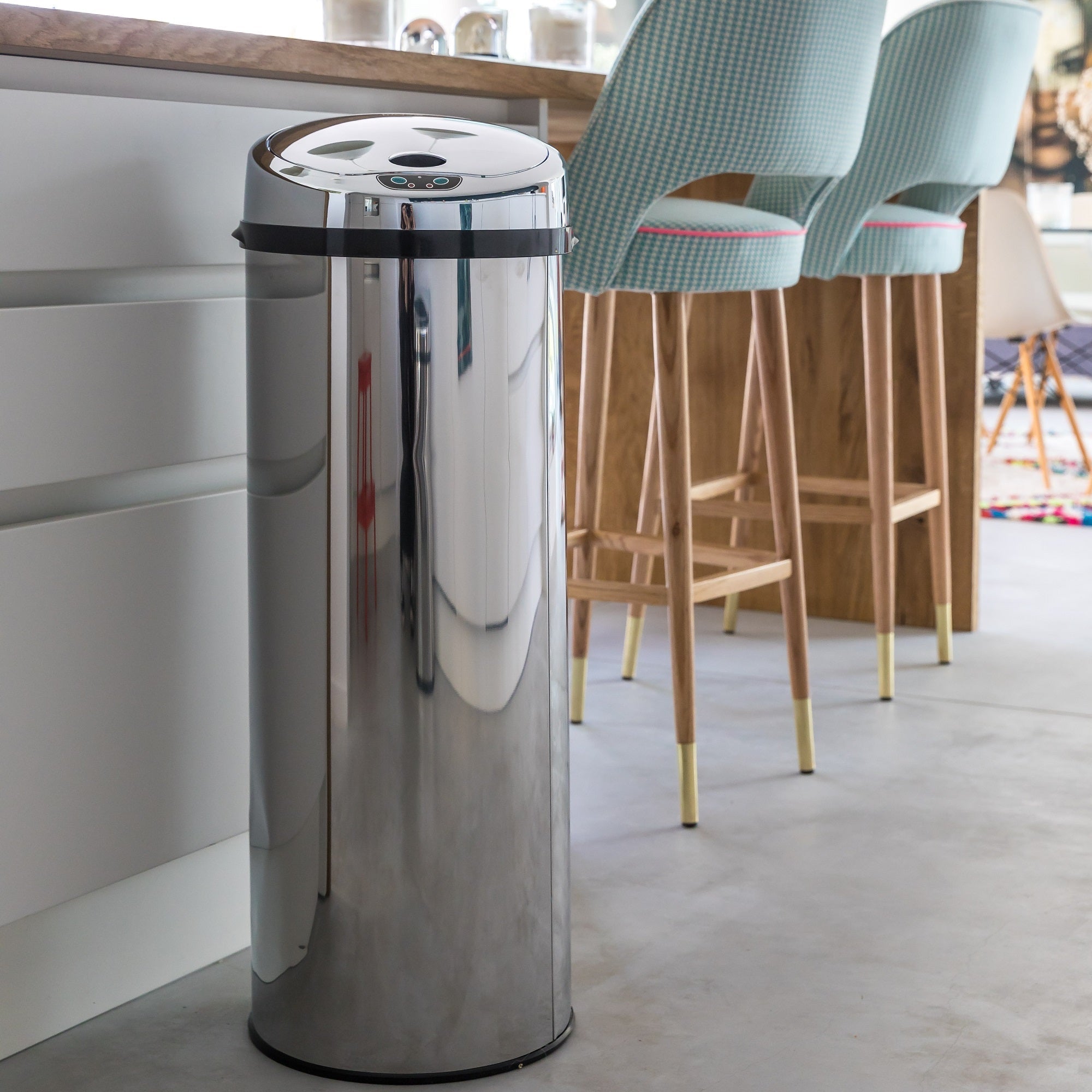 ARTIC 50L automatic kitchen trash can in stainless steel H85cm with strapping