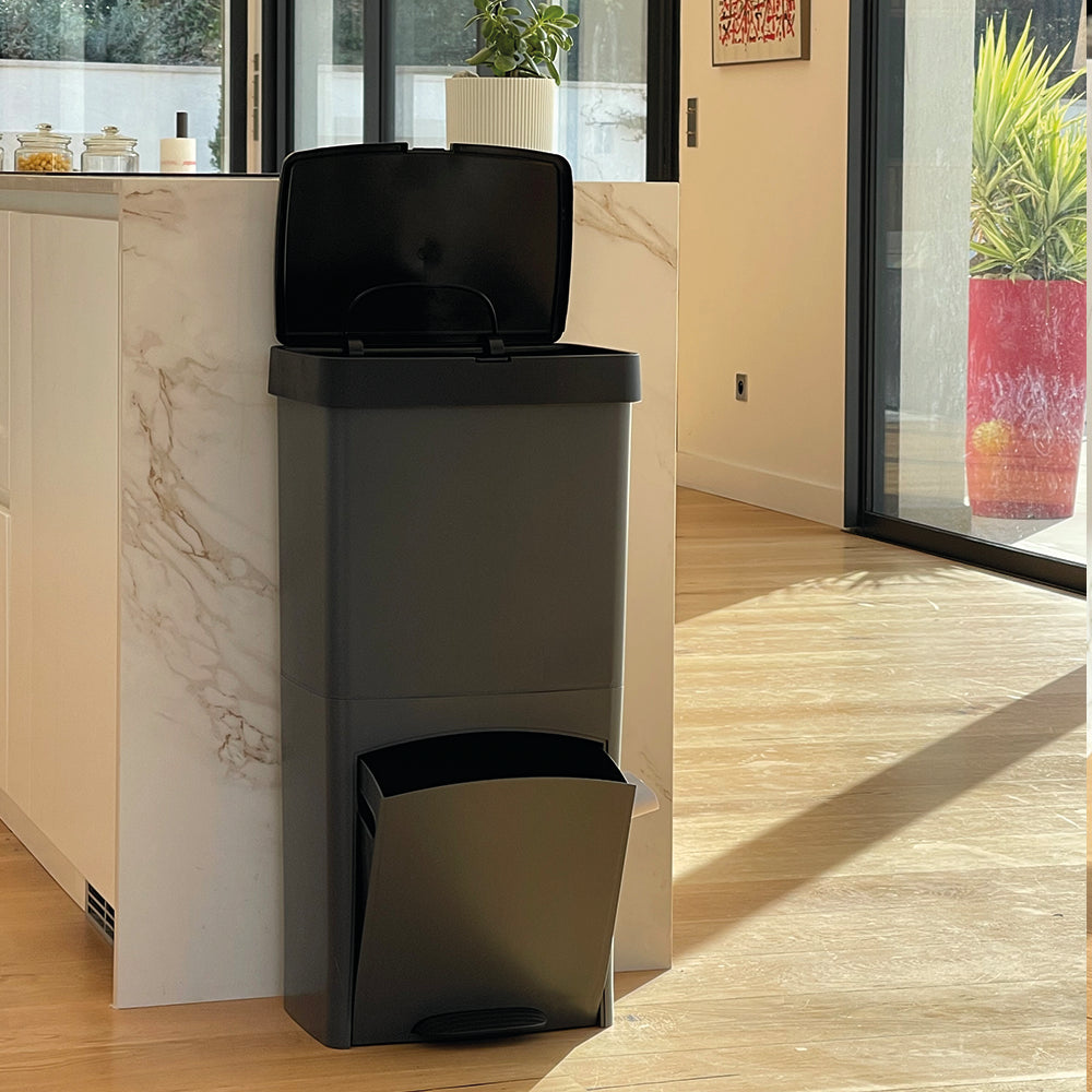 Picea - 70L Pedal Recycling Bin - Grey