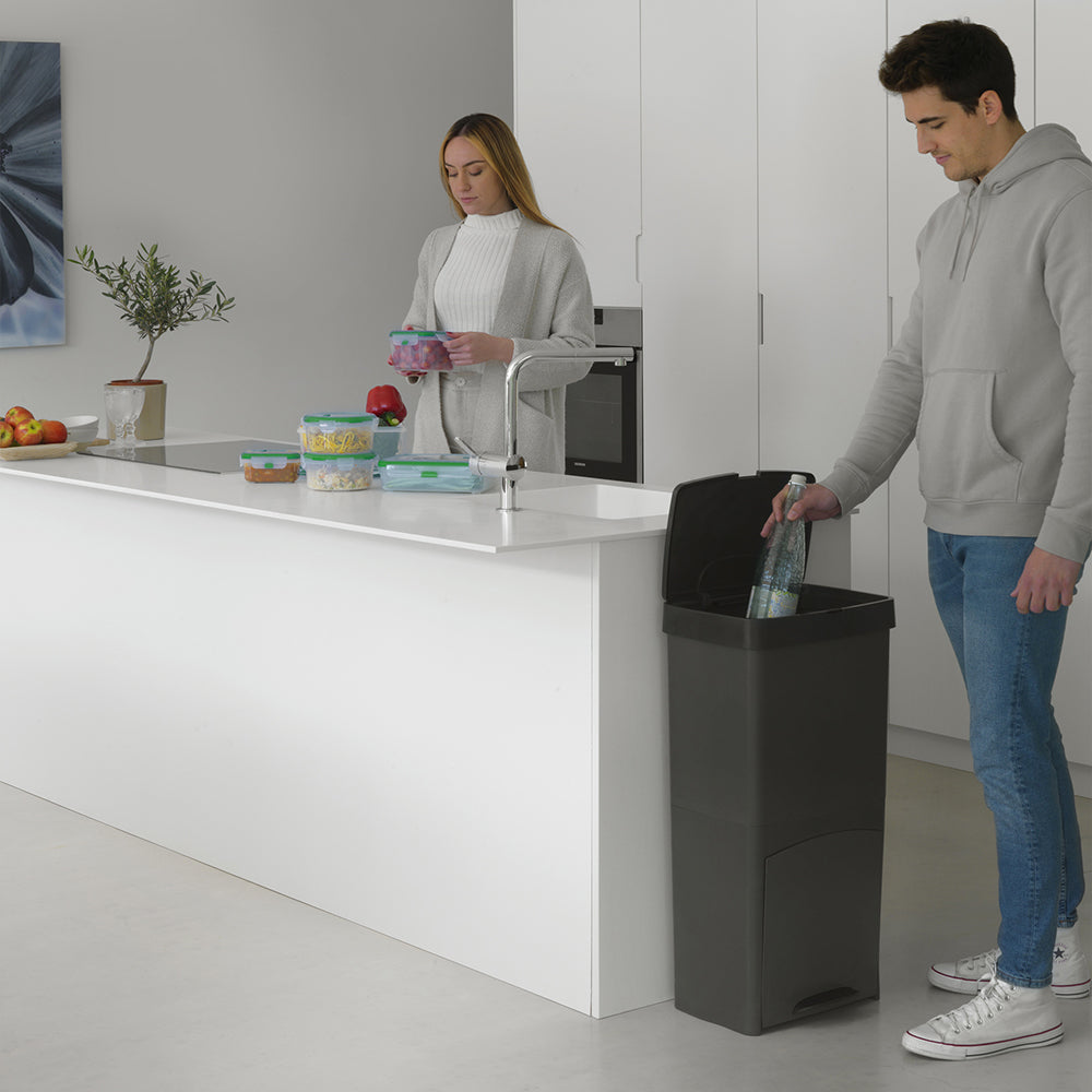 Picea - 70L Pedal Recycling Bin - Grey