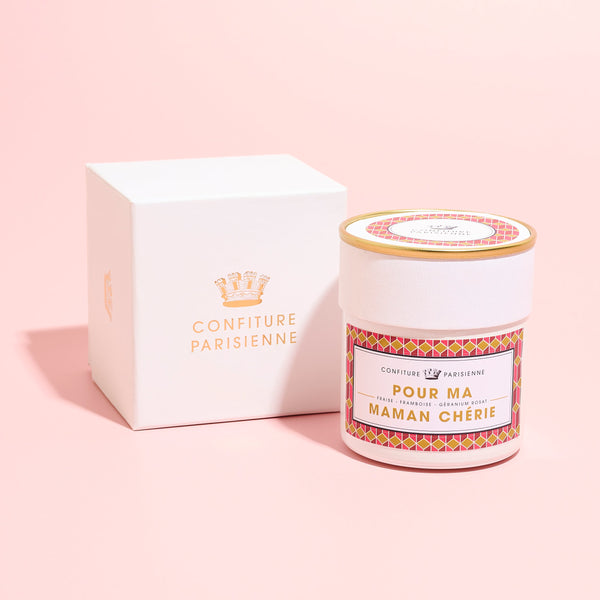 Coffret Personnalisé "Pour Ma Maman Chérie" - Fraise Framboise Géranium (Pot + Écrin)