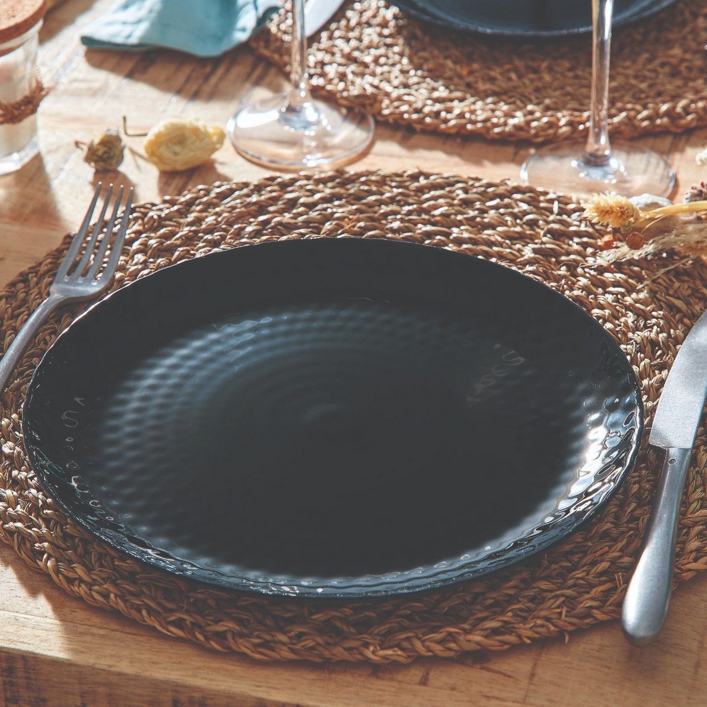 Pampille - 6 Assiettes Plates - Noir - 25Cm - Luminarc