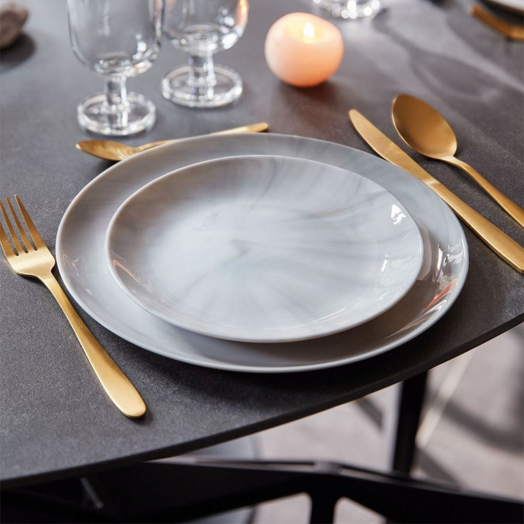 Diwali - 6 Marble Dessert Plates - Grey - 19 cm - Luminarc