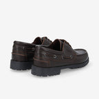 Newquay Boat M - Grained Leather - Dark Brown