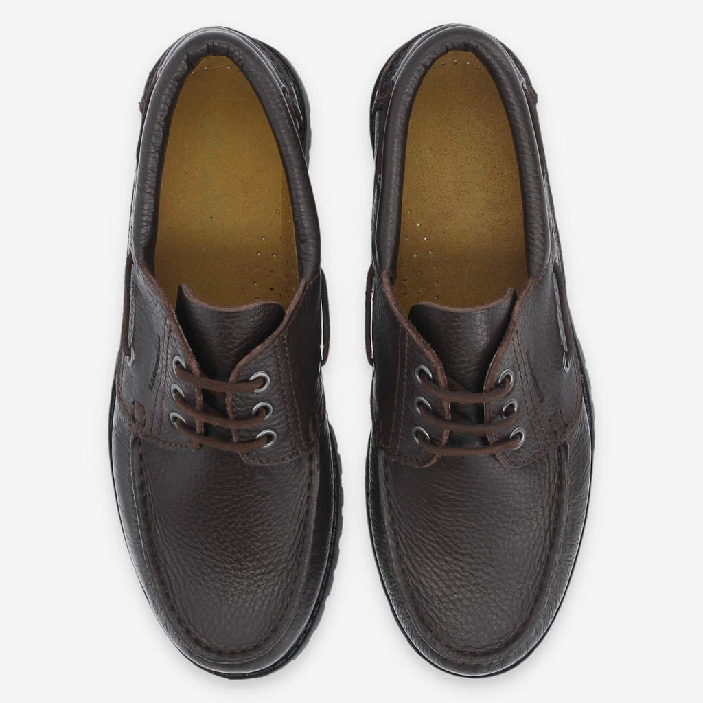 Newquay Boat M - Grained Leather - Dark Brown
