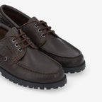 Newquay Boat M - Grained Leather - Dark Brown