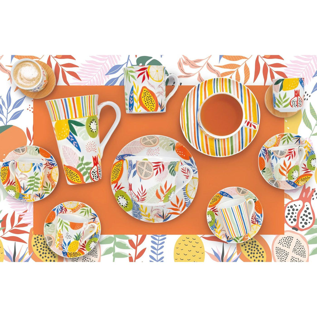 Tutti Frutti - Set De 4 Coupes À Glace Avec Cuillères 4 Décors Assortis - Porcelaine - Multicolore