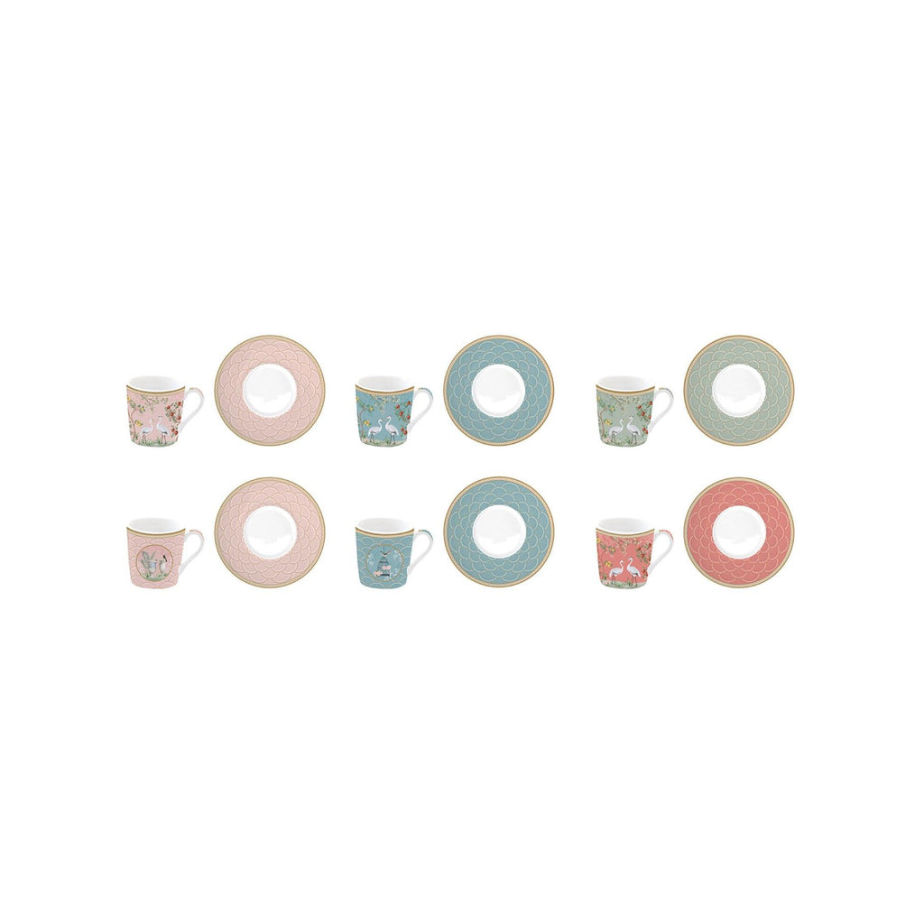 Jardin De Rêves - Set De 6 Tasses À Espresso Avec Soucoupes - Porcelaine - Multicolore
