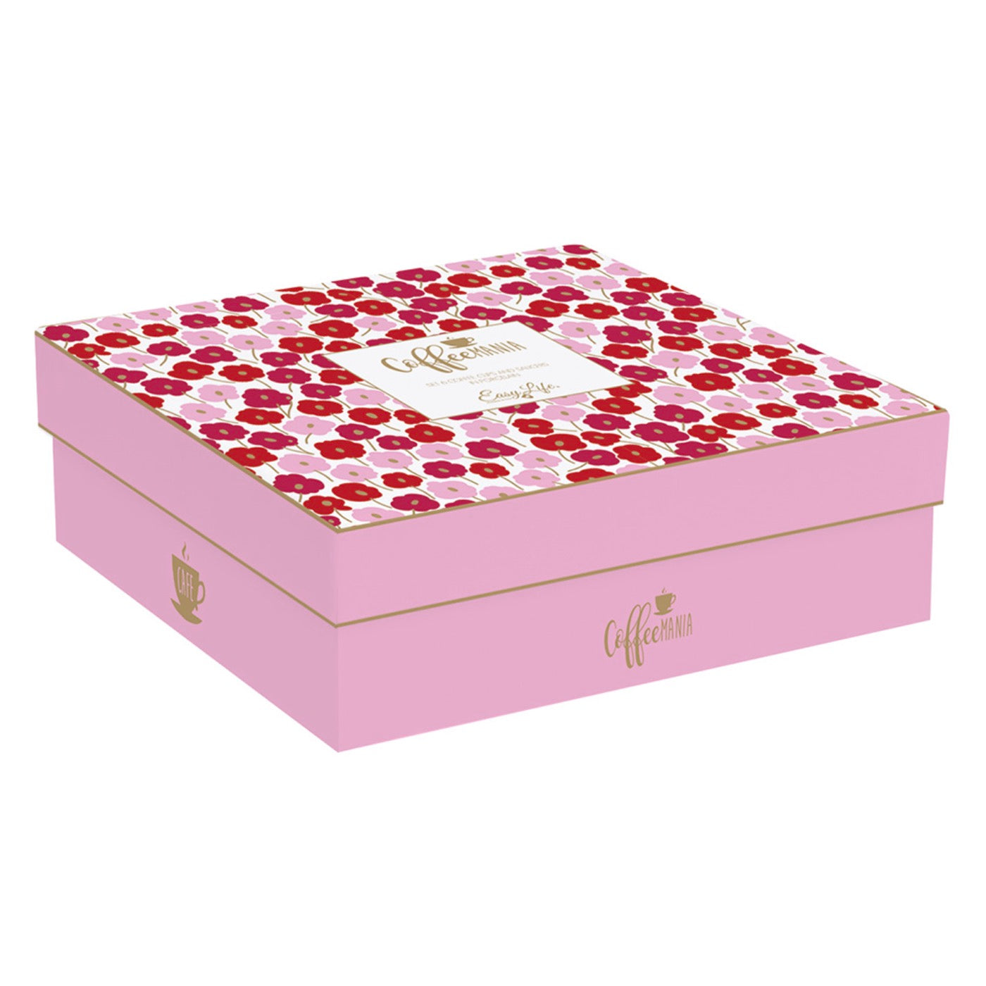 Flower Power - Set De 6 Tasses À Café Avec Soucoupes - Porcelaine - Rose