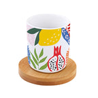 Tutti Frutti - Set De 6 Tasses À Café Avec Soucoupes En Bambou - Porcelaine Et Bambou - Multicolore
