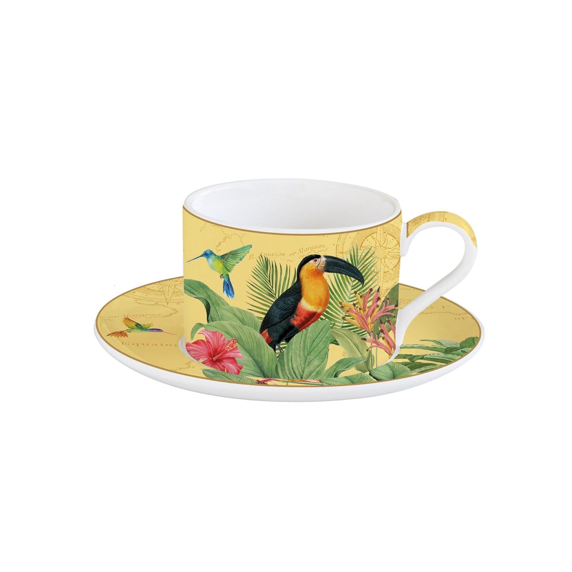 Exotic Paradise - Tasse Avec Soucoupe - Porcelaine - Multicolore