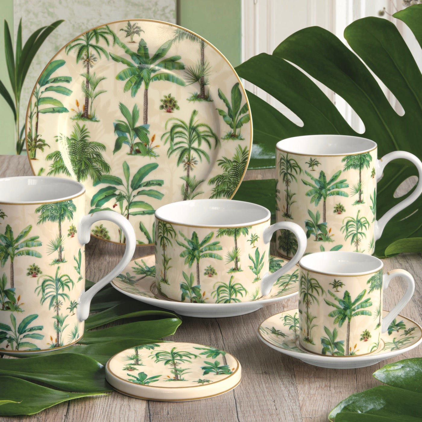 Oasi - Set De 2 Tasses À Café Avec Soucoupes - Porcelaine - Multicolore