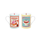 Cupcakes - Set Of 2 Mugs With Cork Coasters - Porcelain And Cork - Pink