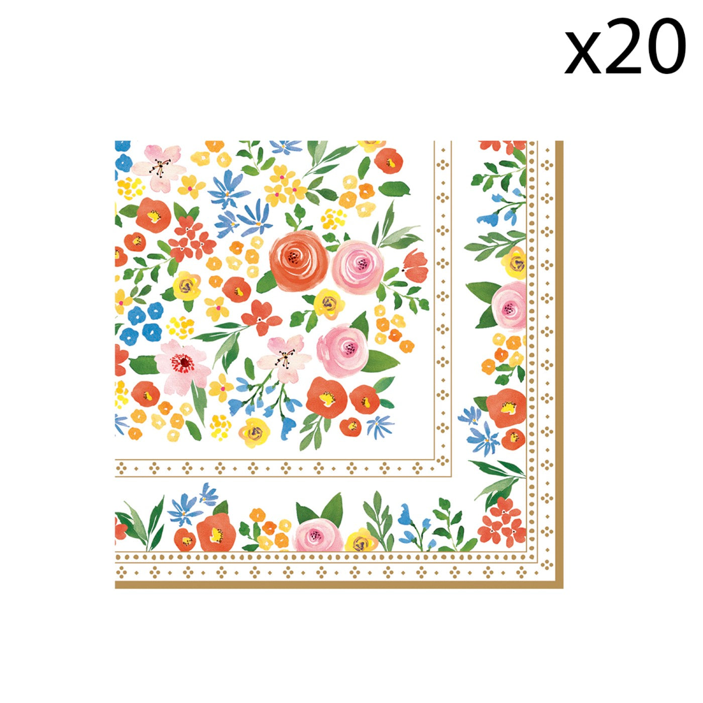Boho Flowers - Lot De 20 Serviettes En Papier - Papier 3 Plis - Multicolore