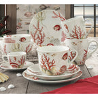 Coral Reef - Set De 2 Tazas de Café con Platillos - Porcelana - Multicolor