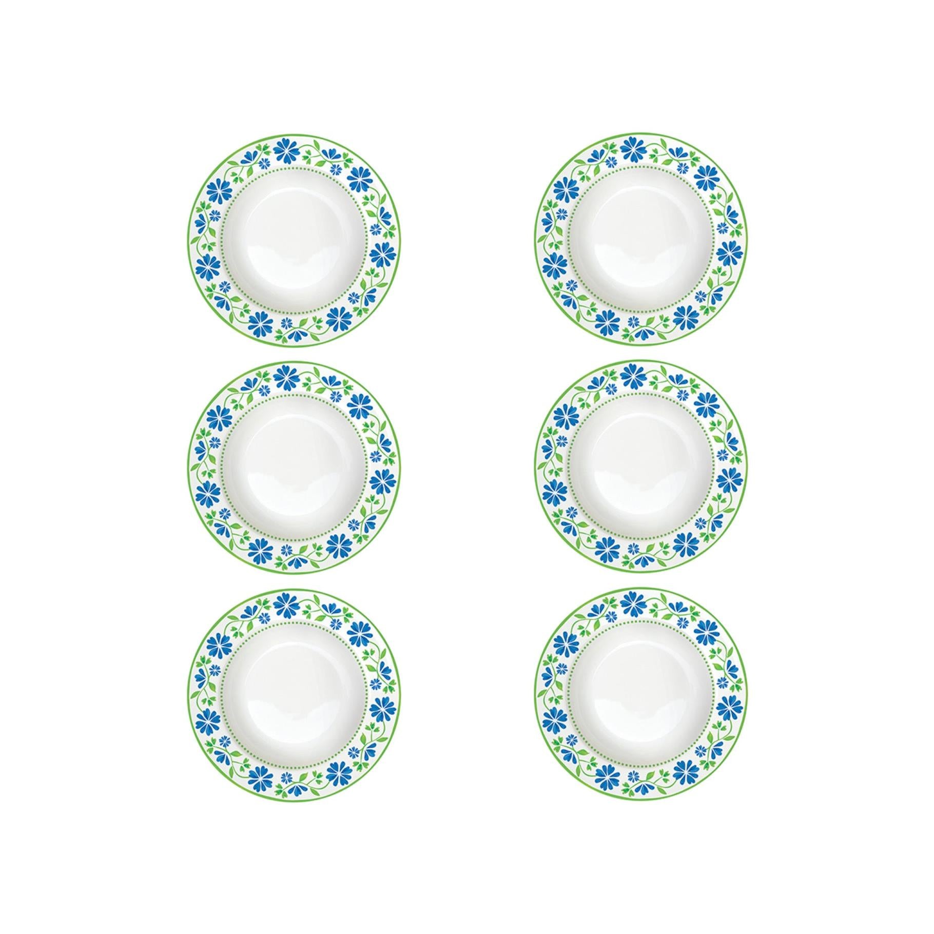 Flowers Garden - Set De 6 Assiettes Creuses - Porcelaine - Multicolore