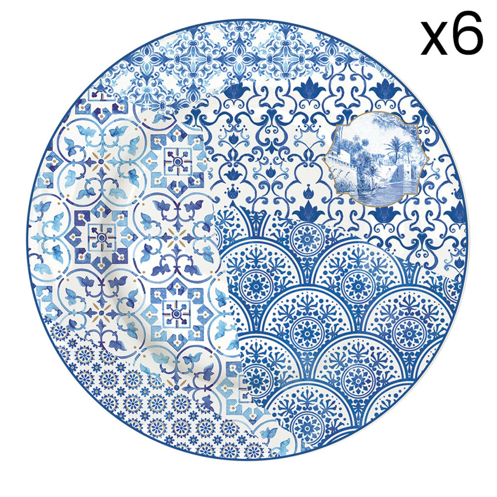Indigo - Set De 6 Assiettes À Dessert - Porcelaine - Multicolore