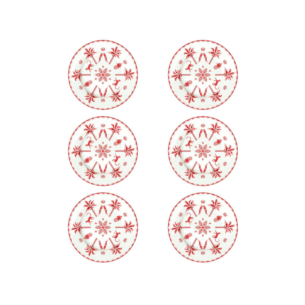 Exotic Vibes - Set De 6 Assiettes À Dessert - Porcelaine - Multicolore