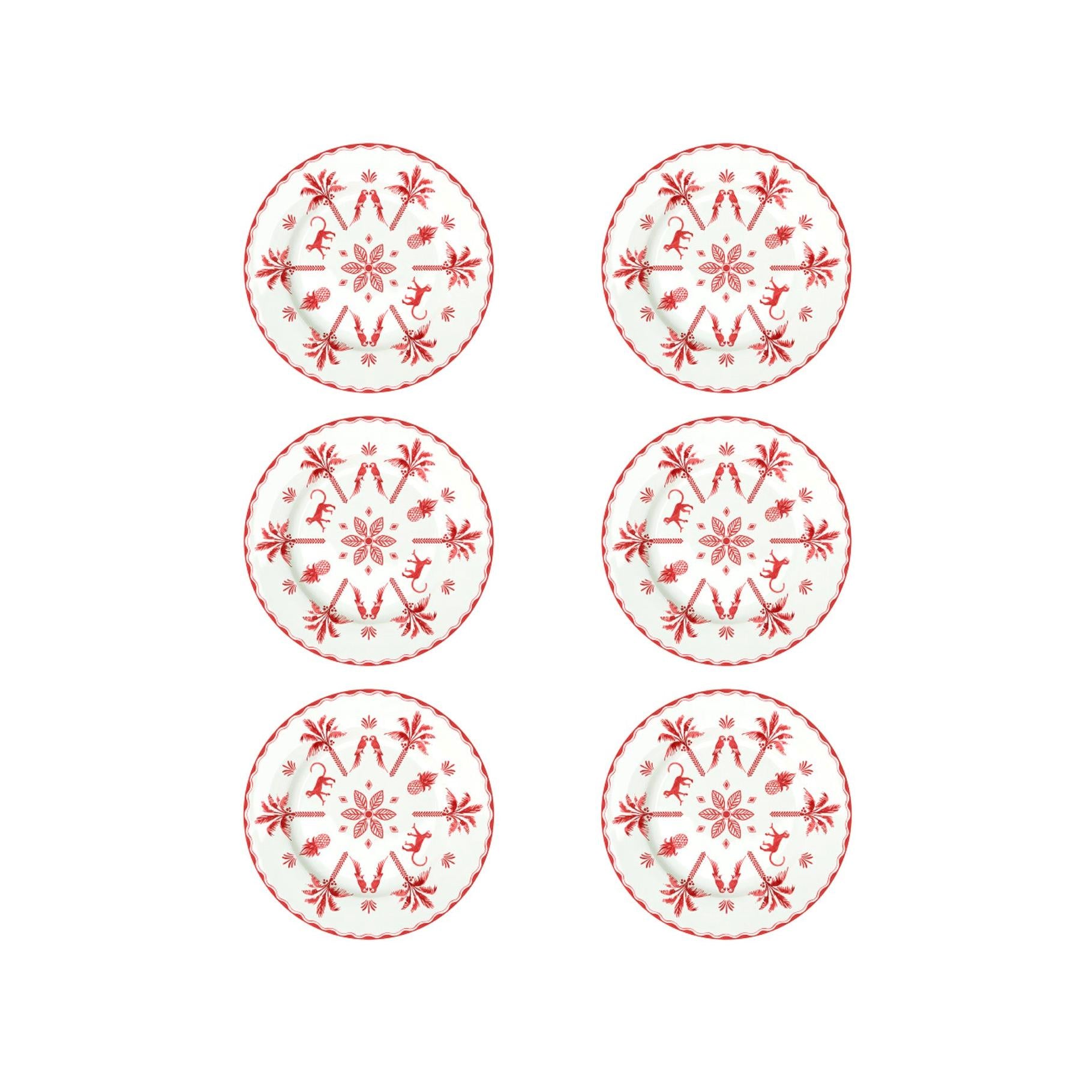 Exotic Vibes - Set De 6 Assiettes À Dessert - Porcelaine - Multicolore