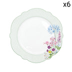 Floraison - Set De 6 Assiettes Plates - Porcelaine - Multicolore