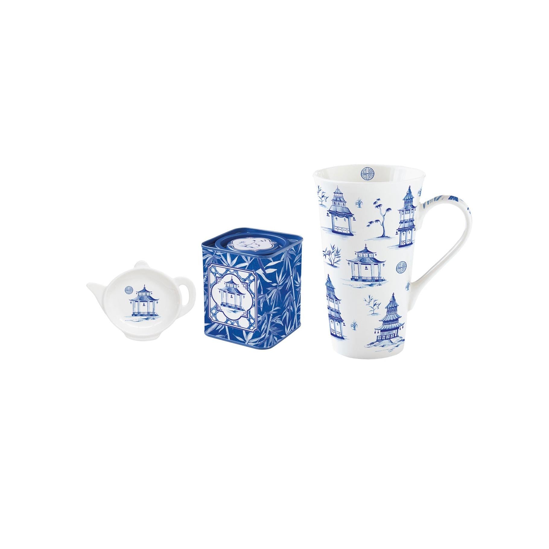Pagoda - Mug Avec Boîte À Thé Et Repose-Sachet - Porcelaine - Multicolore