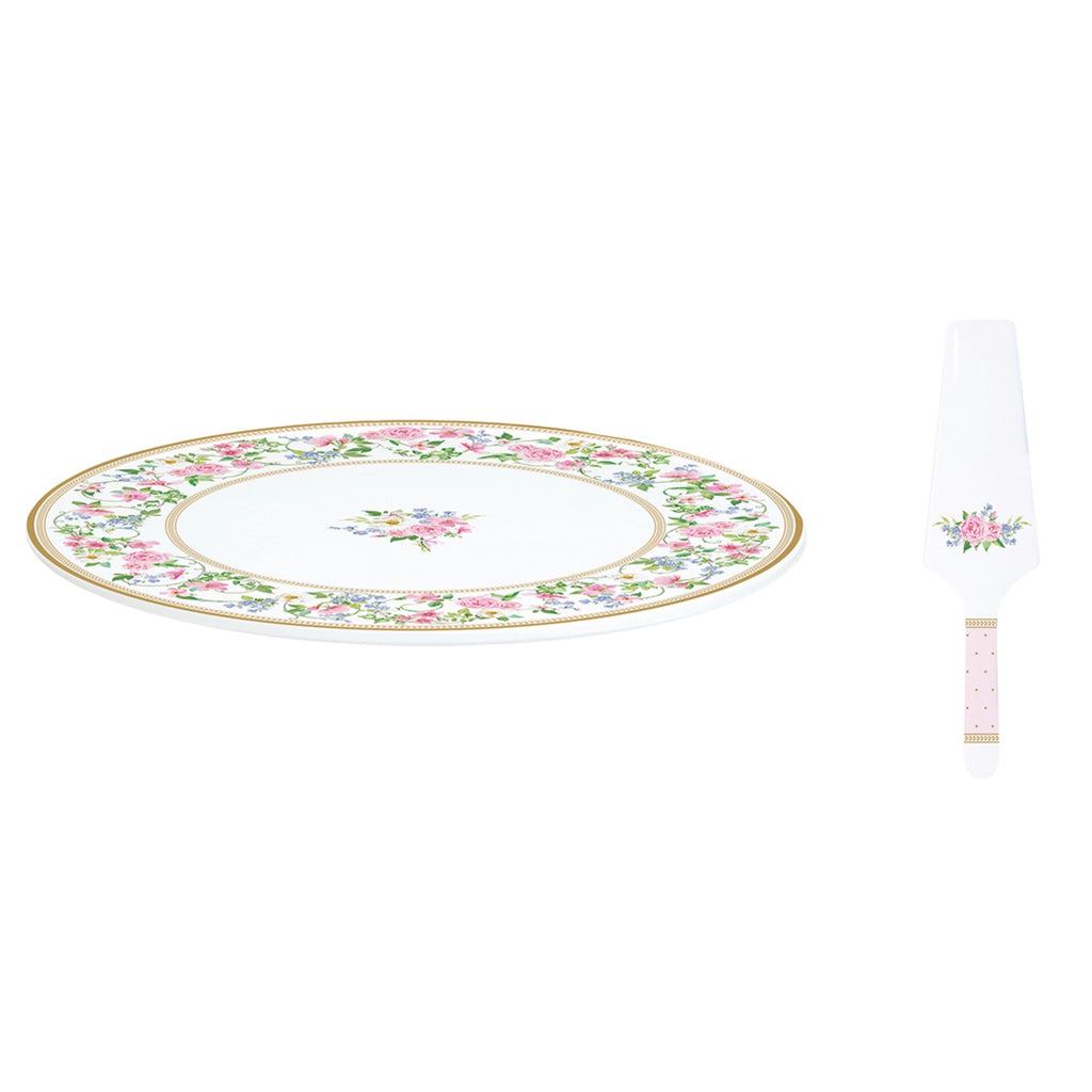 Garden Joy - Plat À Gâteau Avec Pelle - Porcelaine - Multicolore