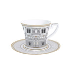 Palazzo - Breakfast Cup With Saucer - Porcelain - White, Black And Gold