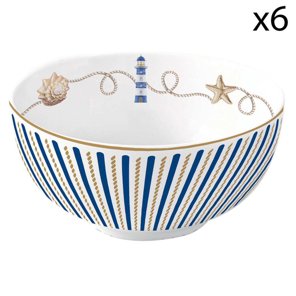Blue Lighthouse - Set De 6 Bols - Porcelaine - Multicolore