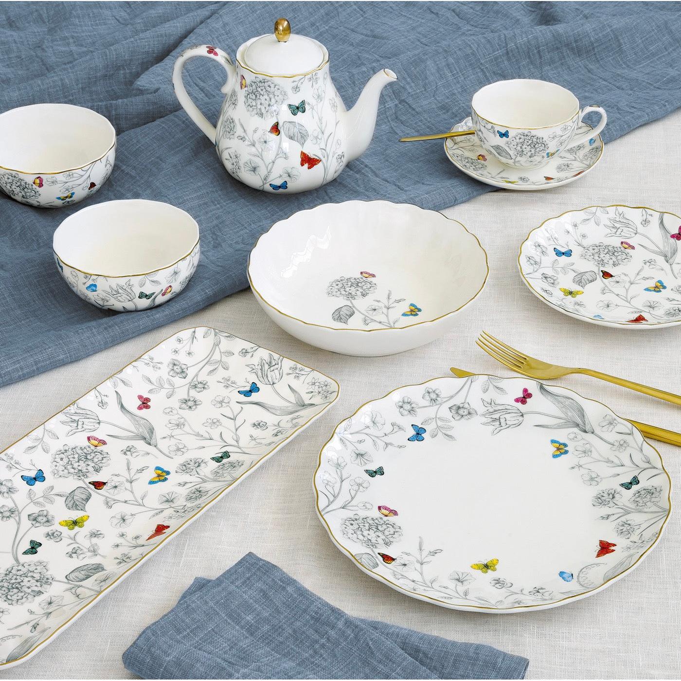Fleurs Et Papillons - Set Lechera Y Azucarero - Porcelana - Multicolor