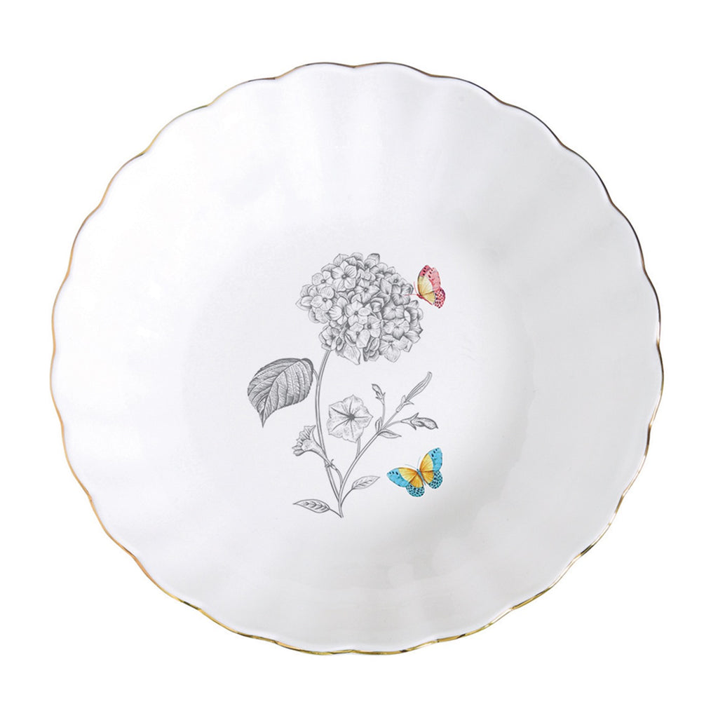 Fleurs Et Papillons - Set De 4 Assiettes Creuses - Porcelaine - Multicolore