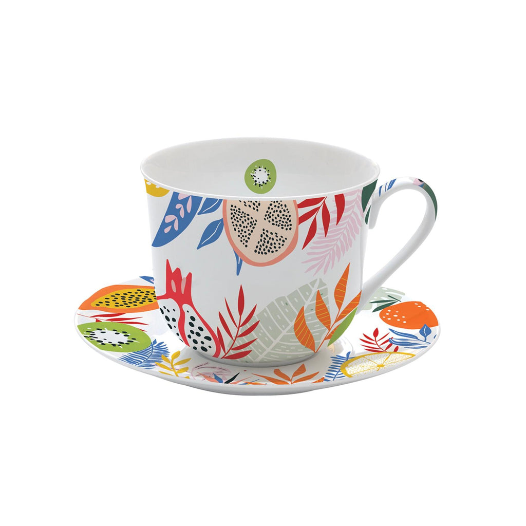 Tutti Frutti - Tasse Petit-Déjeuner Avec Soucoupe - Porcelaine Fine - Multicolore