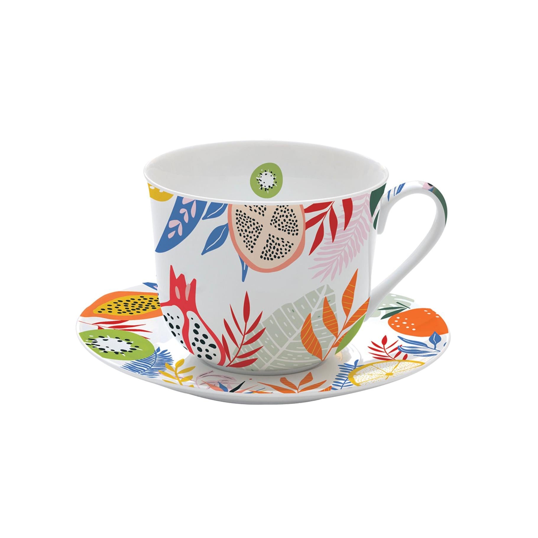 Tutti Frutti - Tasse Petit-Déjeuner Avec Soucoupe - Porcelaine Fine - Multicolore